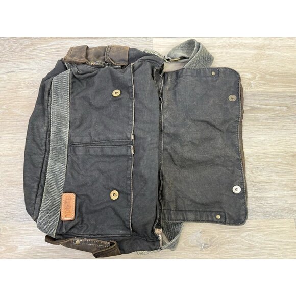 Bed Stu Hawkeye Black Waxed Canvas Messenger Bag Oil Slick Brown Gray - Picture 5 of 11